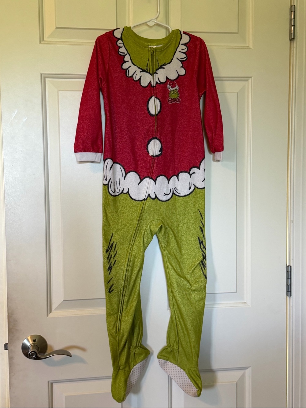 Kids Holiday Grinch-Inspired Red & Green Footed Pajamas